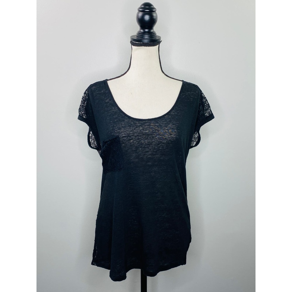 Patterson J Kincaid Sheer Lace and Knit Top Womens Small Casual Night Out Goth